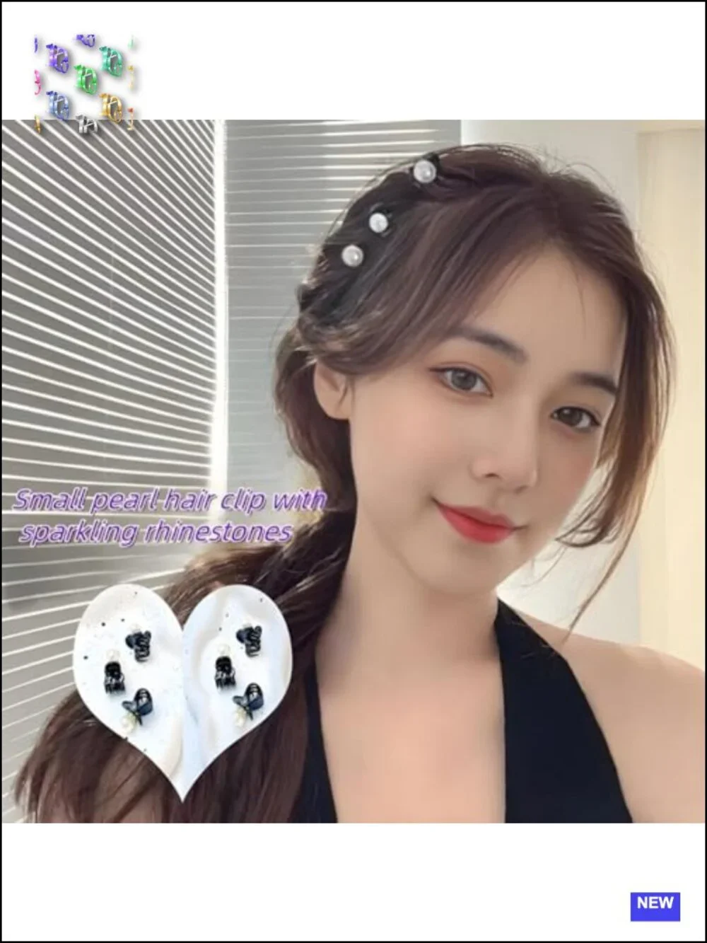 Mini Pearl Claw Clips for Women, 7 Pcs, Strong Hold Non-Slip Jaw Clips for Thin